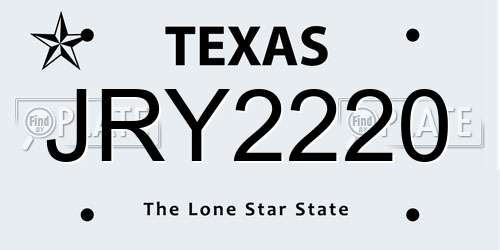 JRY2220 Texas License Plate