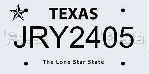 JRY2405 Texas License Plate