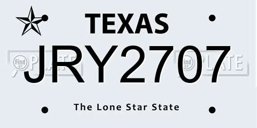 JRY2707 Texas License Plate