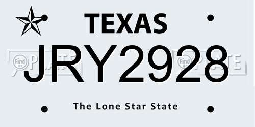 JRY2928 Texas License Plate