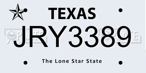 JRY3389 Texas License Plate