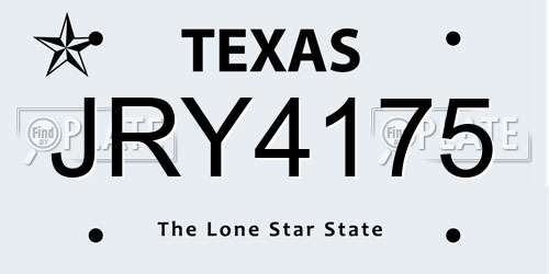 JRY4175 Texas License Plate