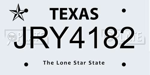 JRY4182 Texas License Plate