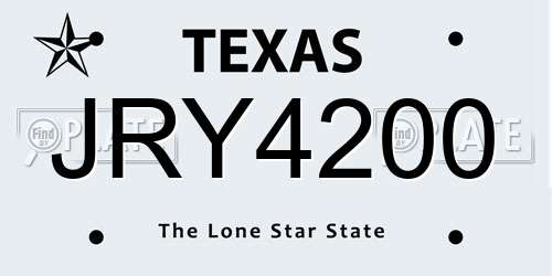 JRY4200 Texas License Plate