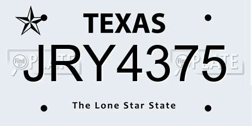 JRY4375 Texas License Plate
