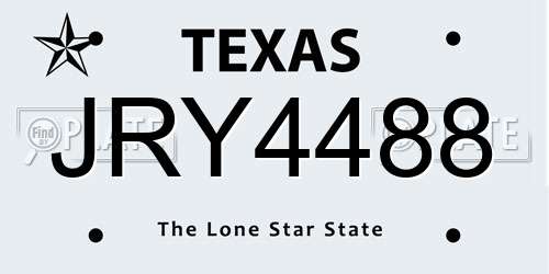 JRY4488 Texas License Plate