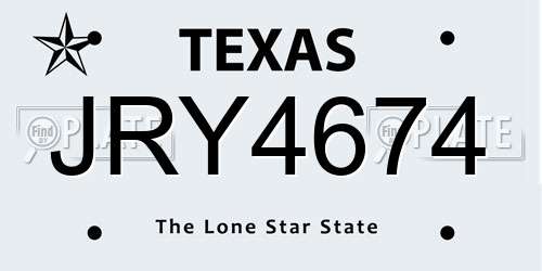 JRY4674 Texas License Plate