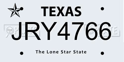 JRY4766 Texas License Plate