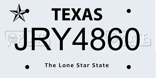 JRY4860 Texas License Plate