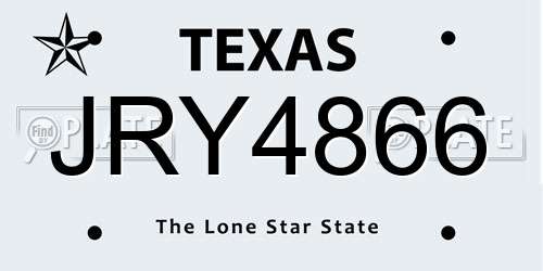 JRY4866 Texas License Plate
