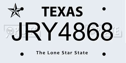 JRY4868 Texas License Plate