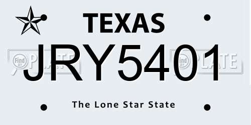 JRY5401 Texas License Plate