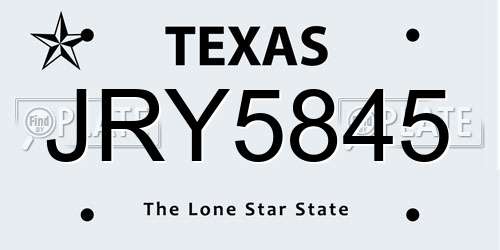 JRY5845 Texas License Plate