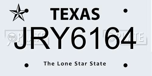 JRY6164 Texas License Plate