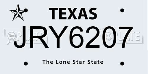 JRY6207 Texas License Plate