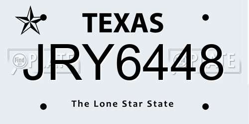 JRY6448 Texas License Plate