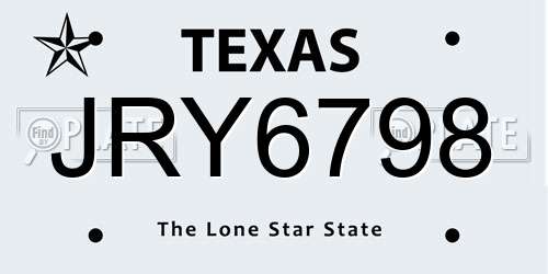 JRY6798 Texas License Plate