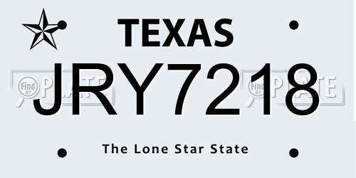 JRY7218 Texas License Plate