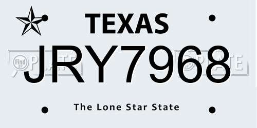 JRY7968 Texas License Plate