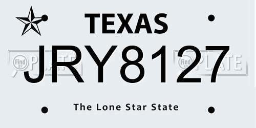 JRY8127 Texas License Plate