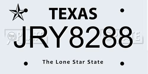 JRY8288 Texas License Plate
