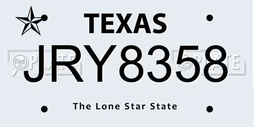 JRY8358 Texas License Plate