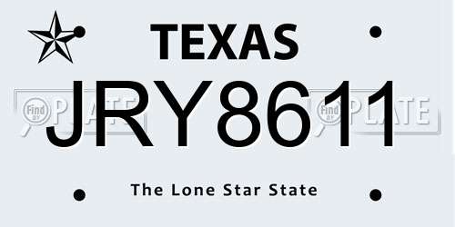 JRY8611 Texas License Plate