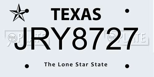 JRY8727 Texas License Plate