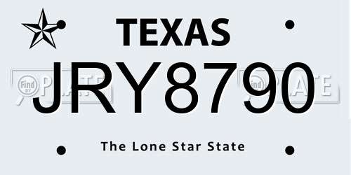 JRY8790 Texas License Plate