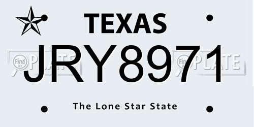 JRY8971 Texas License Plate