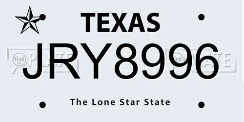 JRY8996 Texas License Plate