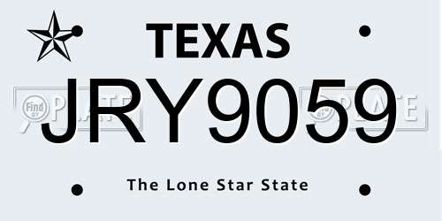 JRY9059 Texas License Plate