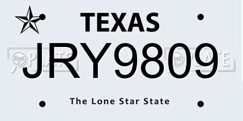 JRY9809 Texas License Plate