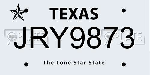 JRY9873 Texas License Plate