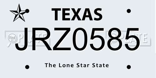 JRZ0585 Texas License Plate