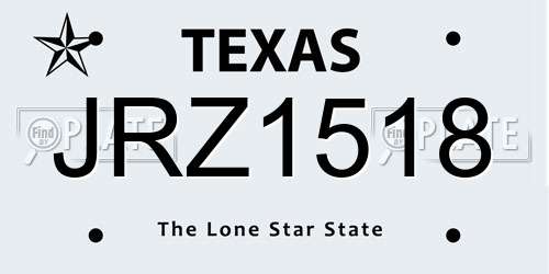 JRZ1518 Texas License Plate