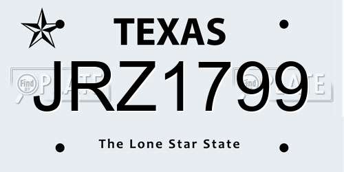 JRZ1799 Texas License Plate