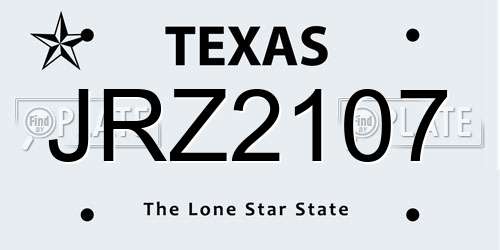 JRZ2107 Texas License Plate