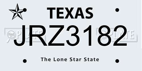 JRZ3182 Texas License Plate