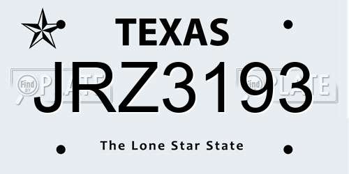 JRZ3193 Texas License Plate