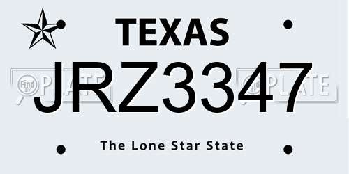 JRZ3347 Texas License Plate