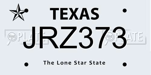 JRZ373 Texas License Plate