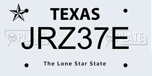 JRZ37E Texas License Plate