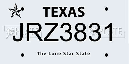 JRZ3831 Texas License Plate