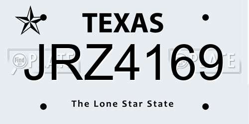 JRZ4169 Texas License Plate