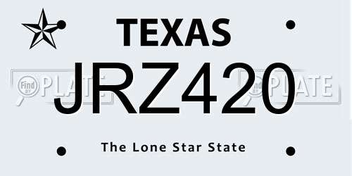 JRZ420 Texas License Plate