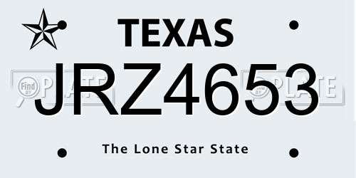 JRZ4653 Texas License Plate