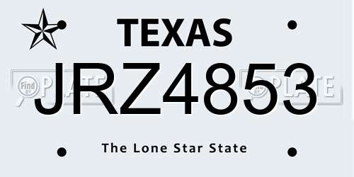 JRZ4853 Texas License Plate