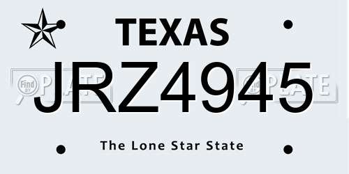 JRZ4945 Texas License Plate
