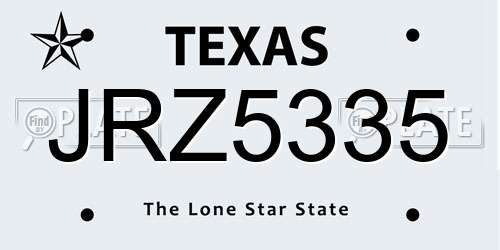 JRZ5335 Texas License Plate